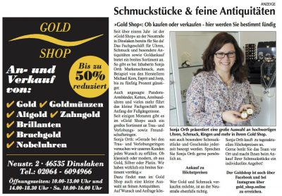 Berichterstattung über den Gold Shop aus Dinslaken